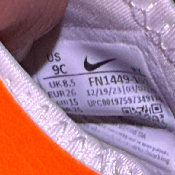 Nike Flex Runner 3 PS Kids 9C White Total Orange Blue Shoes FN1449-101 NWB - Picture 6 of 6